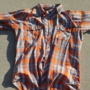 Lariat Western Button Up Dress Shirt Long Sleeve Size Adult Large